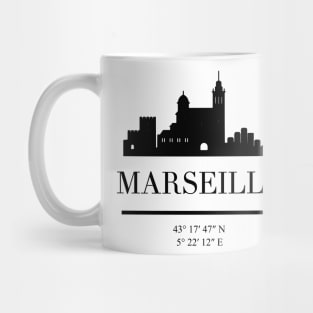 MARSEILLE FRANCE BLACK SILHOUETTE SKYLINE ART Mug